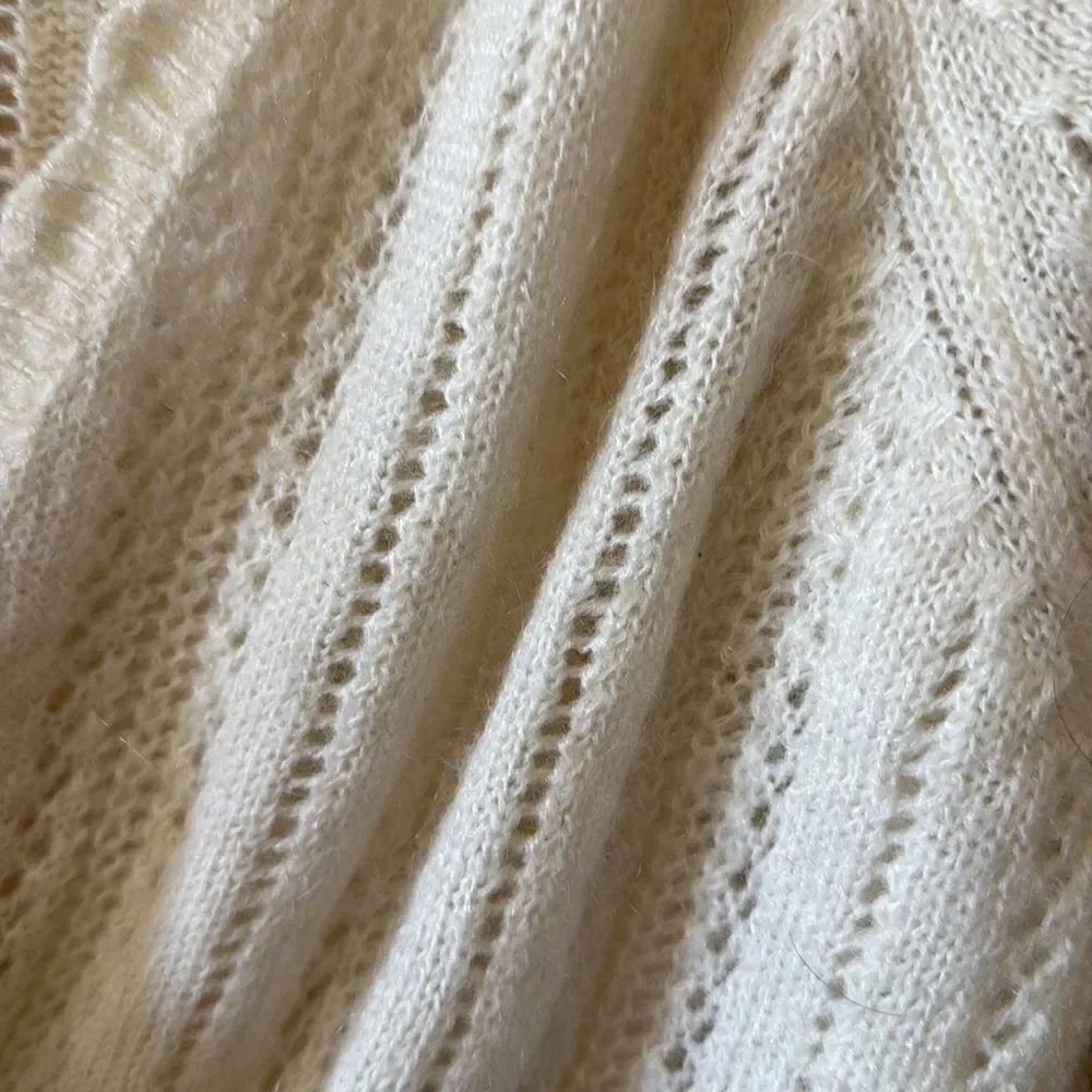 Season Ecru Sweater Knit Faux Wrap Sweater S/M